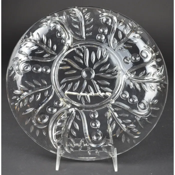 Federal Glass - 2875 Clear Pattern - Four Part Relish Dish - 11.5" Round