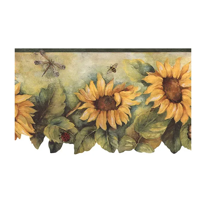 Die Cut Sunflower Wallpaper Border Yellow, Green Norwall Wallcovering BG71362DC