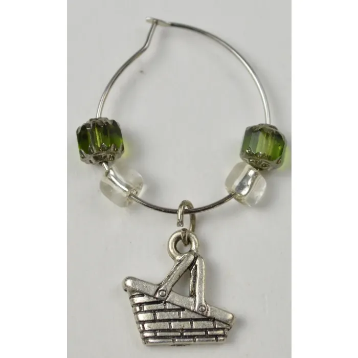 Silver Toned Double Handled Basket Charm
