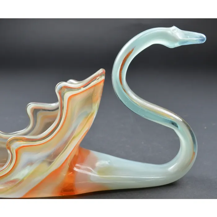 Decorative Art Glass Swan Shaped Planter - 6.5" Tall