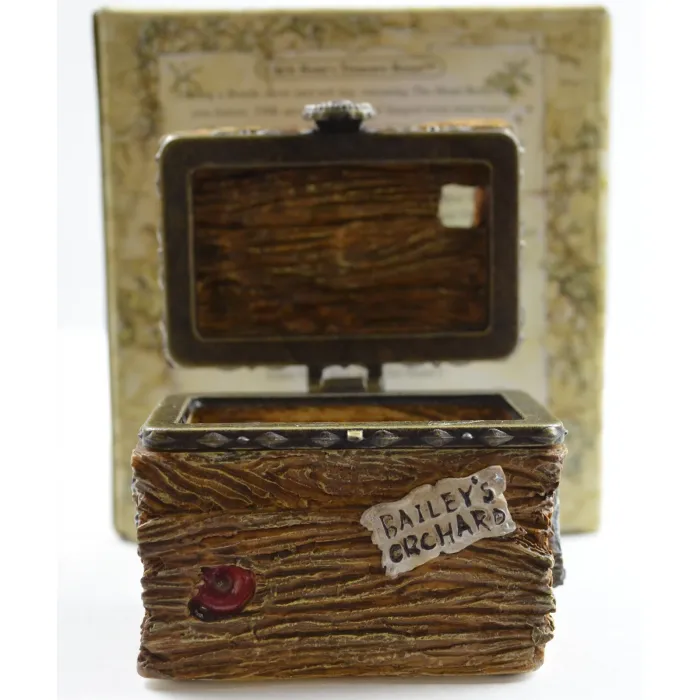 Boyds Bears Candice's Apple Crate With "Doc" McNibble - Resin Treasure Box