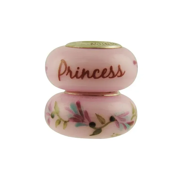 Fenton Art Glass Artisan Bead - Princess - Hand Painted & Sterling Silver Lined