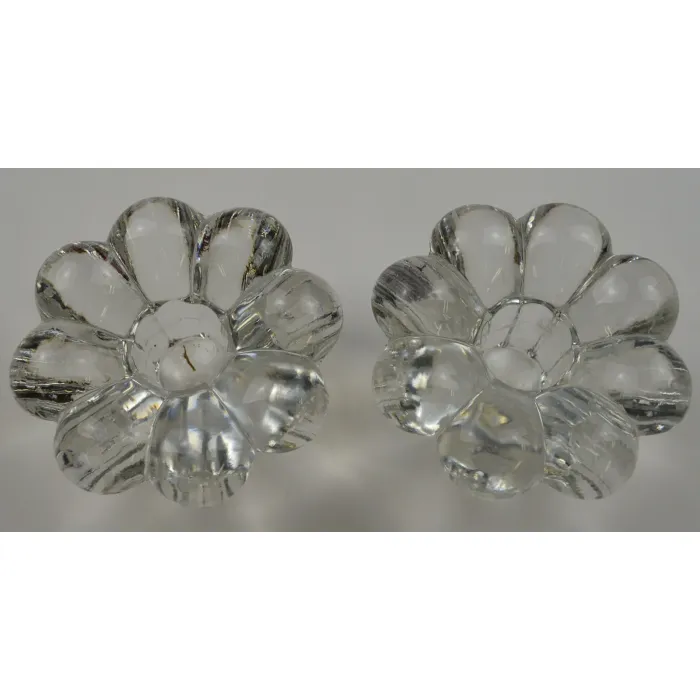 Clear Glass Candlestick Holders - Set Of Two - 2.125" Tall