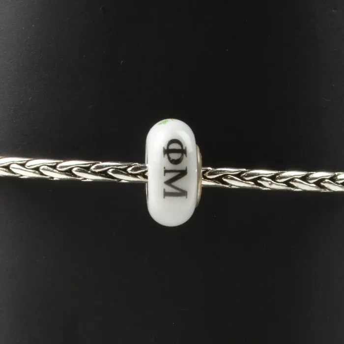 Fenton Art Glass Artisan Crafted Bead - Phi Mu - Sterling Silver Lined