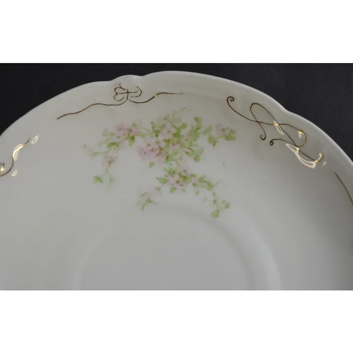 PS Bavarian Porcelain China Saucer - Pink Floral Pattern - Bavaria Germany