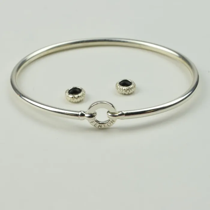 Fenton Art Glass - Sterling Silver Bangle Bracelet - 7 1/2" - Handcrafted