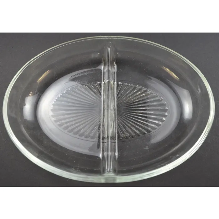 Clear Glass Two Part Relish Dish - 8.75" Wide
