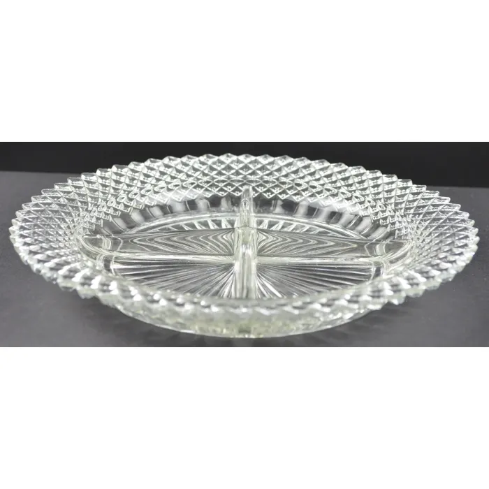 Anchor Hocking - Miss America Clear Pattern - Four Part Relish Dish