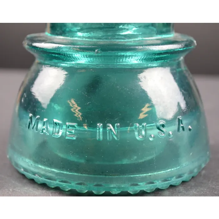 Vintage Hemingray No. 42 Teal Green Glass Insulator - 4.375" Tall