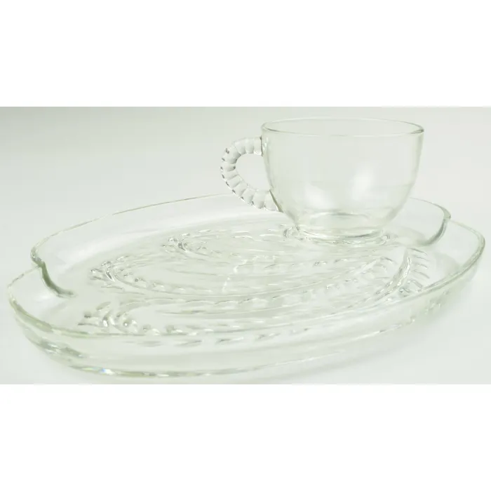 Federal Glass - Homestead Pattern - Snack Cup & Plate Set