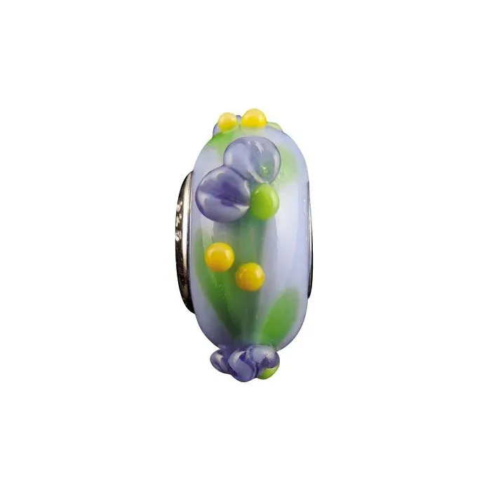 Fenton Art Glass Artisan Bead - Lavender Fields - Sterling Silver Core