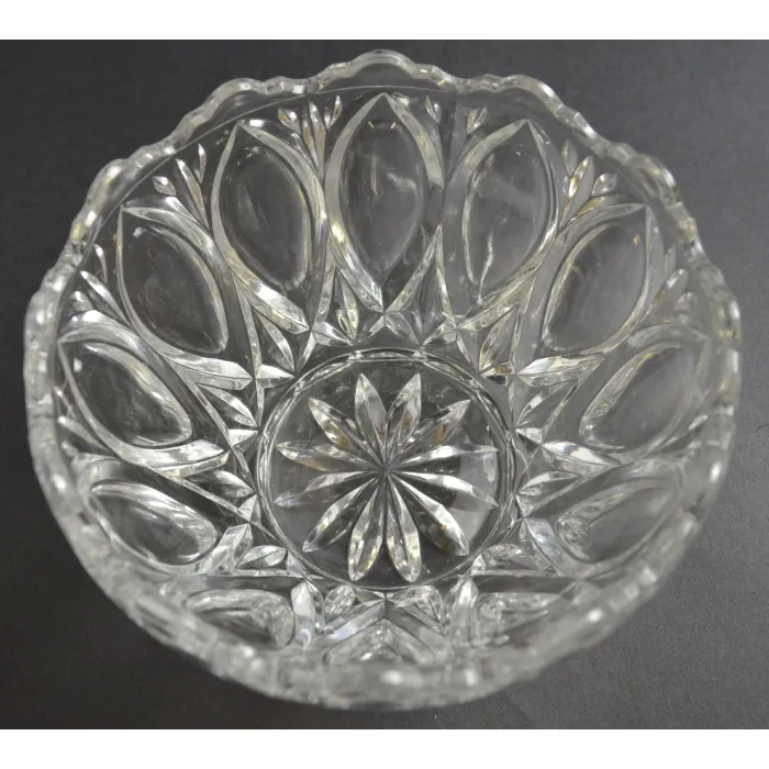 Clear Glass Scalloped Rim Candy Dish - 4" Tall