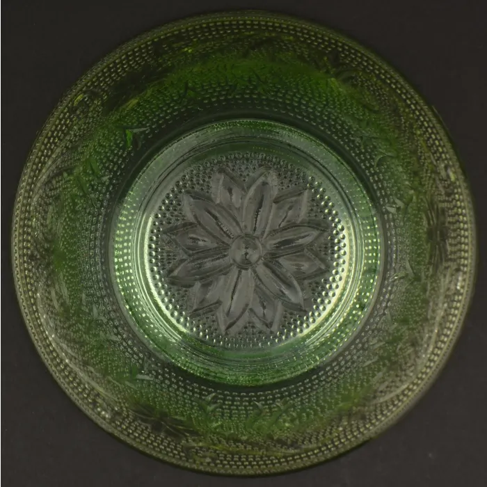 Tiara Crystal - Sandwich Light Green Pattern - Salad Bowl - 5.5" Wide