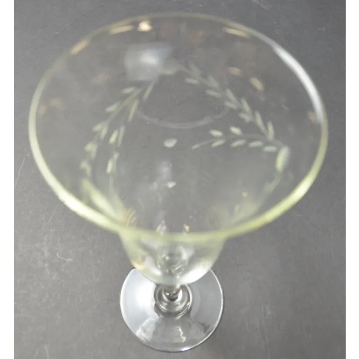 Clear Champagne Glass - Etched Vine & Ball Pattern - 6.375" Tall