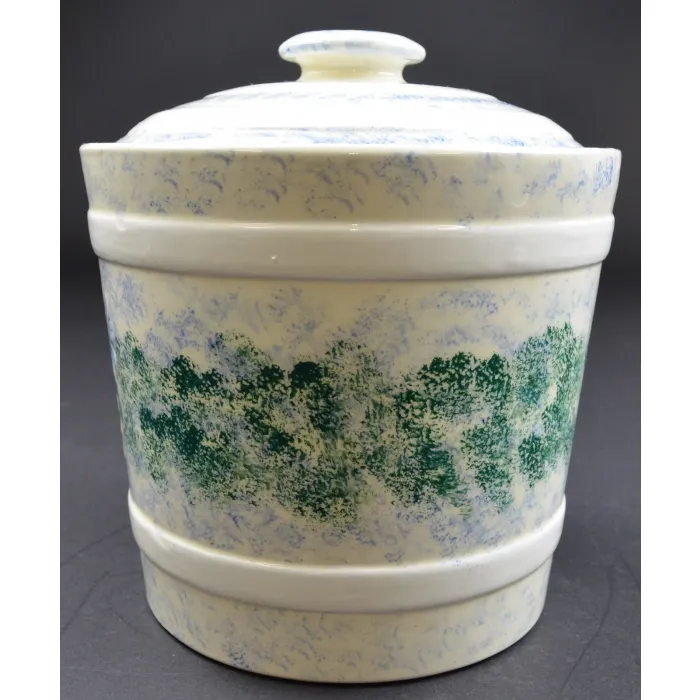 Vintage Floral Pattern Lidded Canister - 8.25" Tall