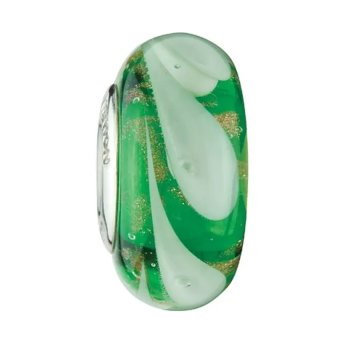 Fenton Art Glass Artisan Bead - Celtic Feathers - Sterling Silver Lined