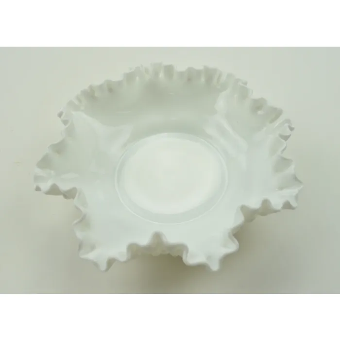 Fenton Art Glass Bon Bon Dish - Milk Glass Hobnail - 8" Round