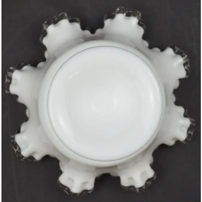 Fenton Art Glass Silver Crest Pattern - Double Crimped Compote - 6.5" Tall