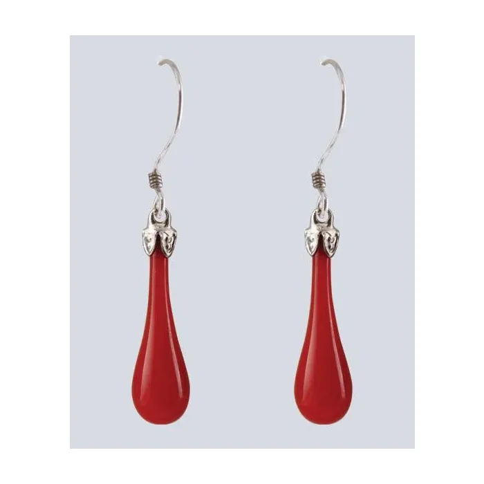 Fenton Art Glass - Teardrop Earrings - Maraschino Cherry - Handcrafted
