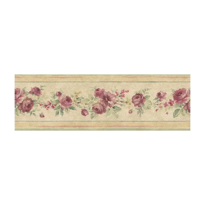 White Wedding Wallpaper Border Tan, Pink, Green, Beige, Yellow Norwall Wallcovering PR79650