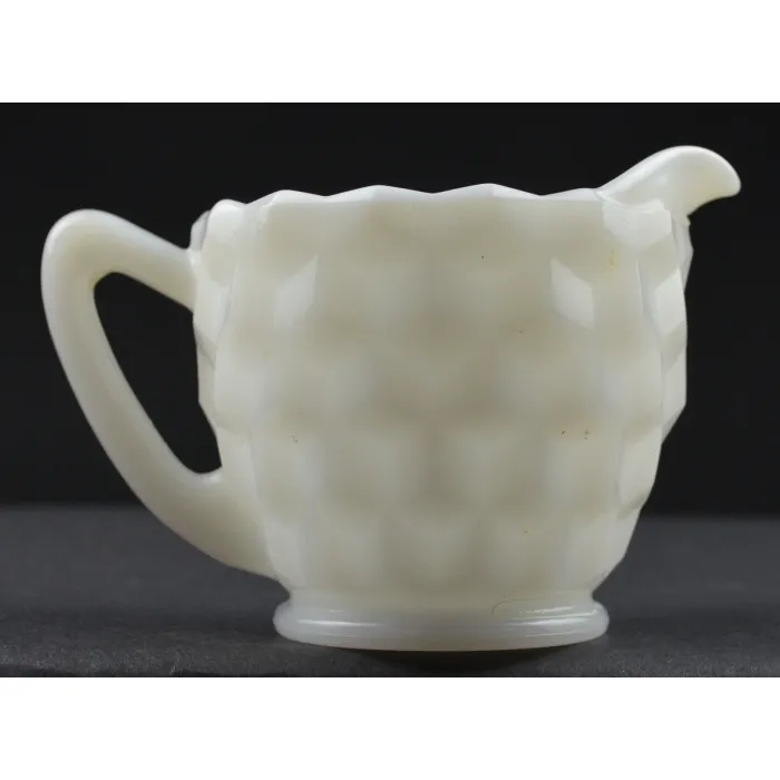 Jeannette Glass - Cube White Pattern - Creamer - 2.5" Tall