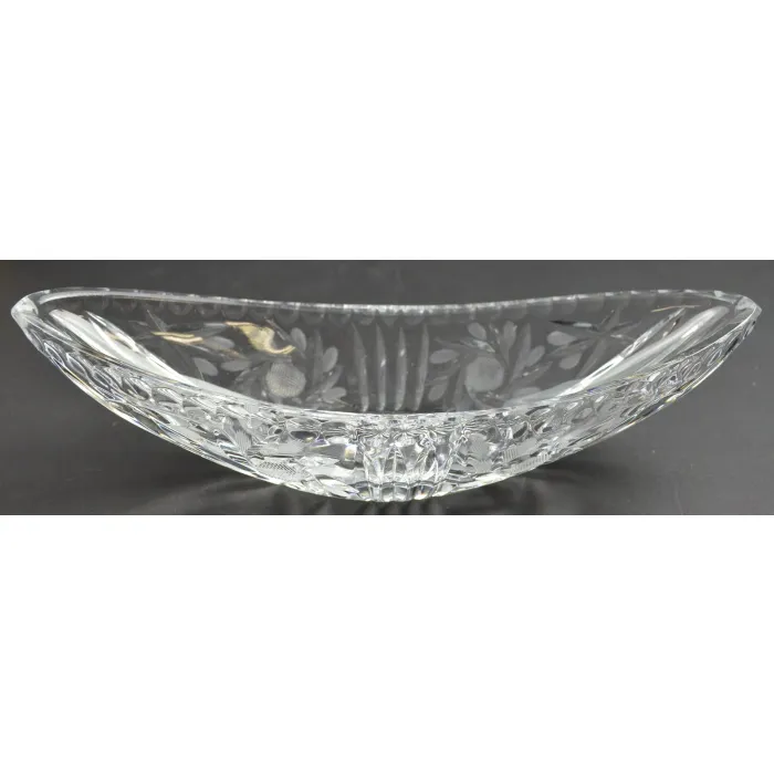 Clear Cut Glass Banana Split Boat Pinwheel Design - 10.5" Long