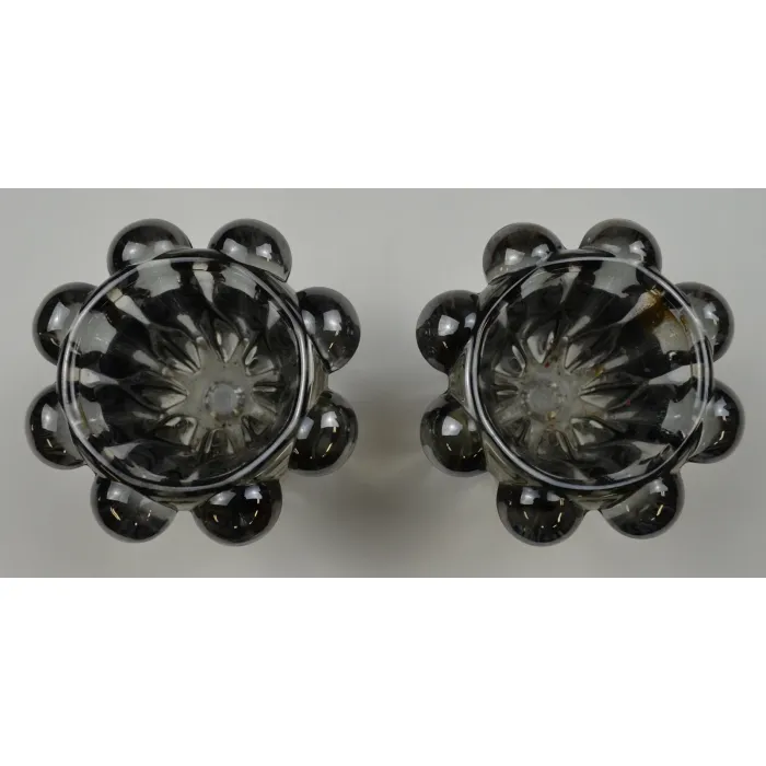 Smoke Color Single Light Candlestick Holders - Set Of Two
