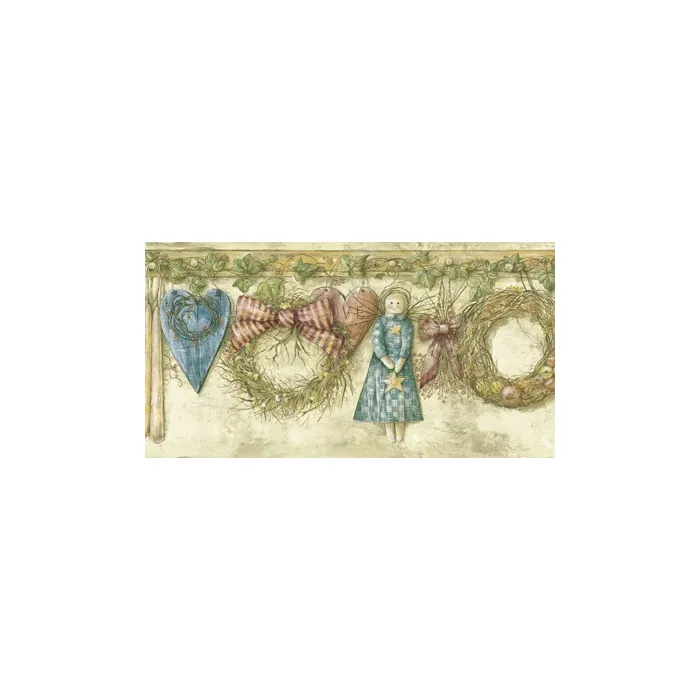 Mazy Blue Hearts Dolls Portrait Wallpaper Border Chesapeake BBC20071B