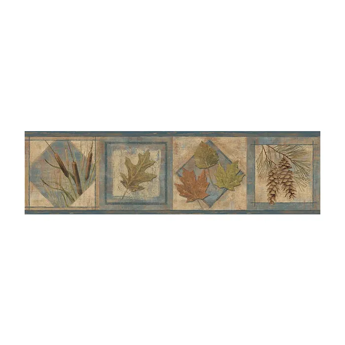 Seminole Navy Greenleaf Wallpaper Border Chesapeake TLL01582B