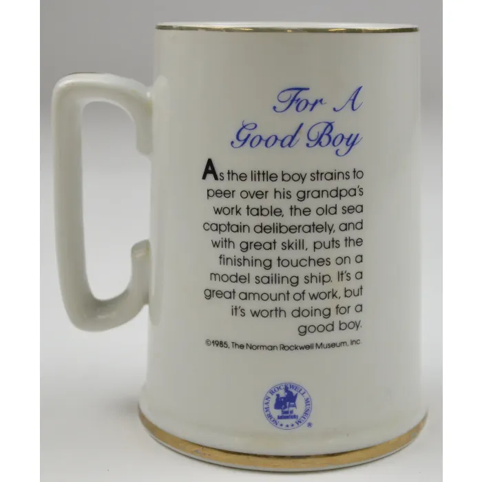 Norman Rockwell For A Good Boy 1985 Collectible Mug With Gold Trim