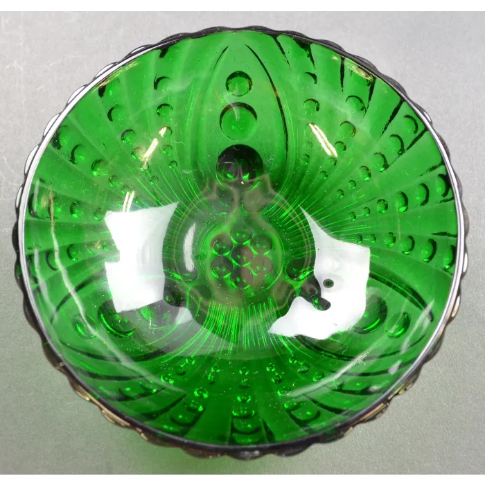 Anchor Hocking Burple Green Pattern- Small Dessert Bowl - 4.5" Wide