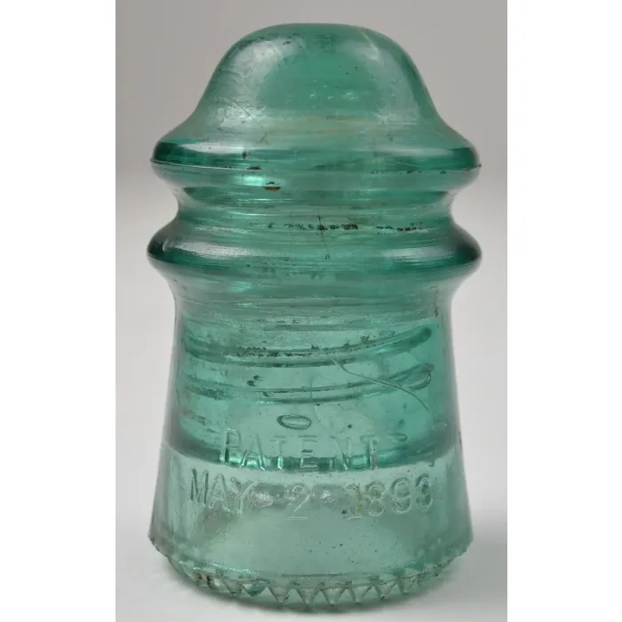 Vintage Hemingray No. 9 Teal Green Glass Insulator - 3.625" Tall