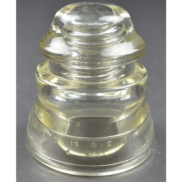 Vintage Hemingray No. 45 Clear Glass Insulator - 1- 41 - 3.75" Tall