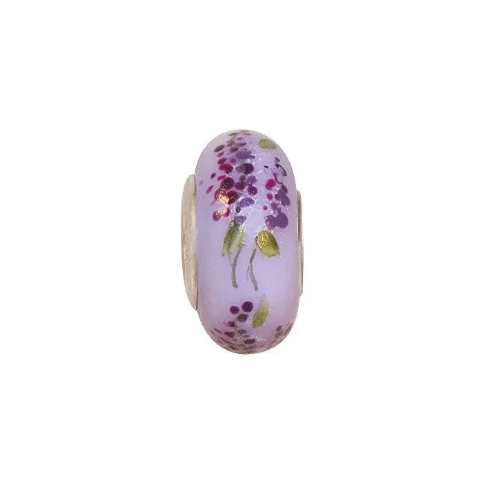 Fenton Art Glass Artisan Crafted Bead - Lilac Time - Sterling Silver Lined
