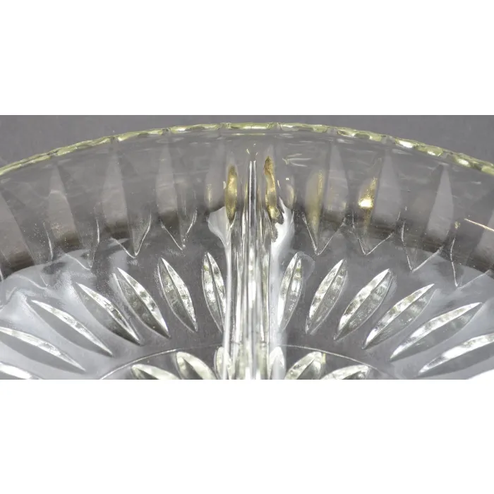 Clear Pressed Glass 2 Part Relish Dish - 9.5" Wide