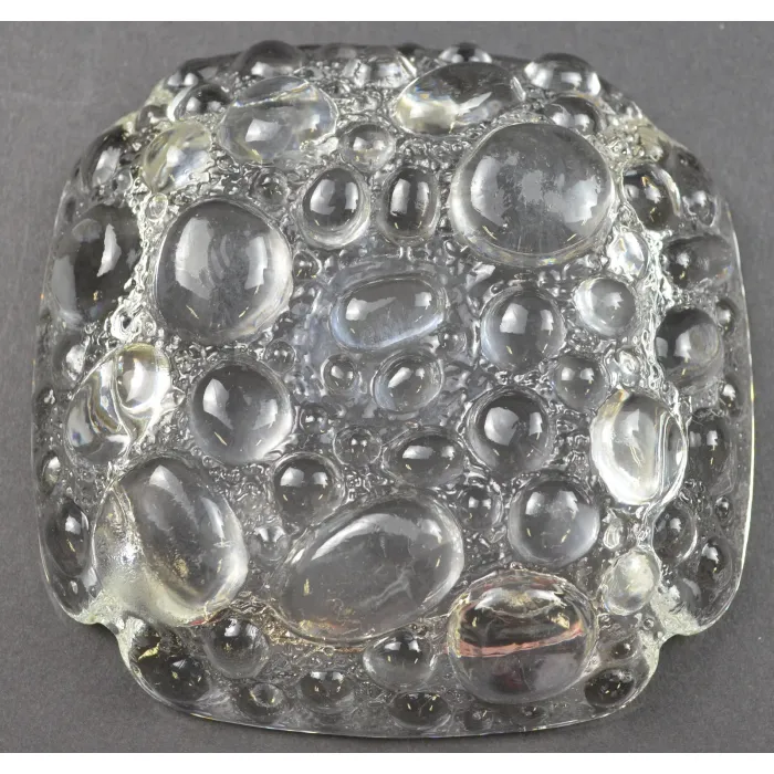 Bubble Pattern Clear Glass Ashtray - 4" Wide