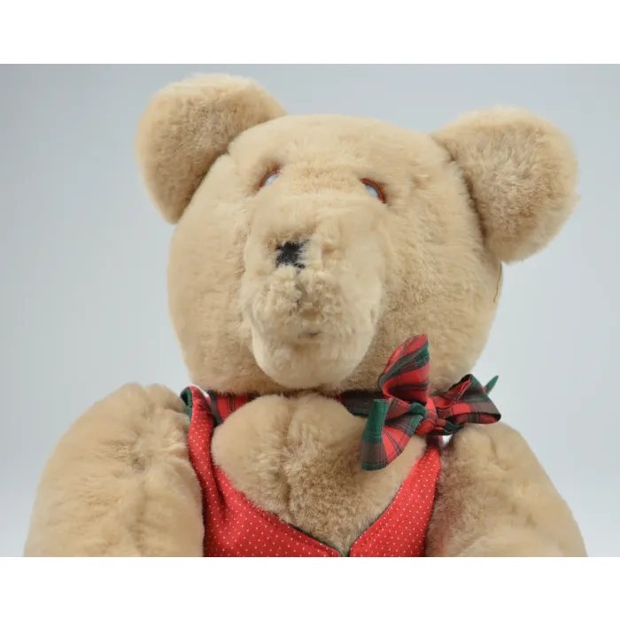 Collectible Tan Teddy Bear In Red Vest & Red Bow Tie - 18" Tall