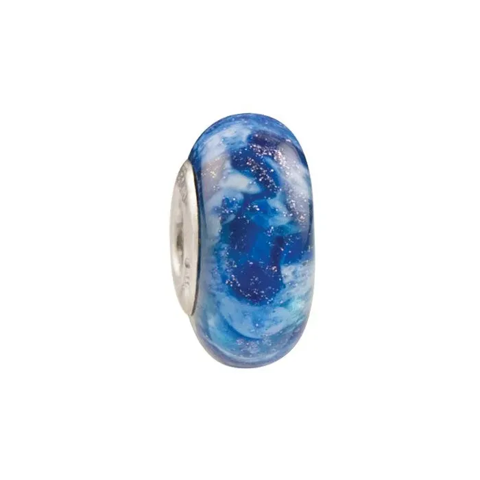 Fenton Art Glass Artisan Crafted Bead - Arctic Frost - Sterling Silver Lined
