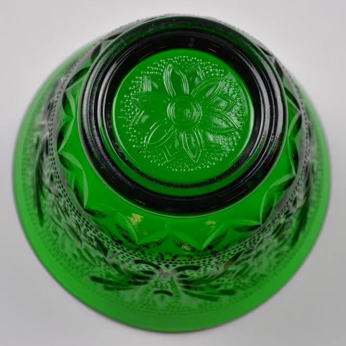 Anchor Hocking - Sandwich Forest Green Pattern - Custard Cup - 2.375" Tall