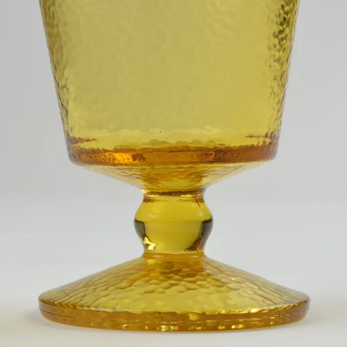 Amber Glass Footed Tumbler - Hammered Glass Design