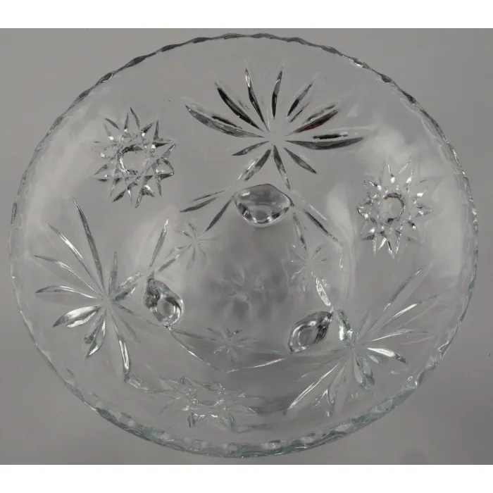 Anchor Hocking - Prescut Clear Pattern - 3 Footed Glass Bowl - 7" Round