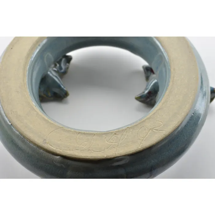 Candle Wreath - Handmade & Hand Painted Stoneware Pottery - Celff 1992