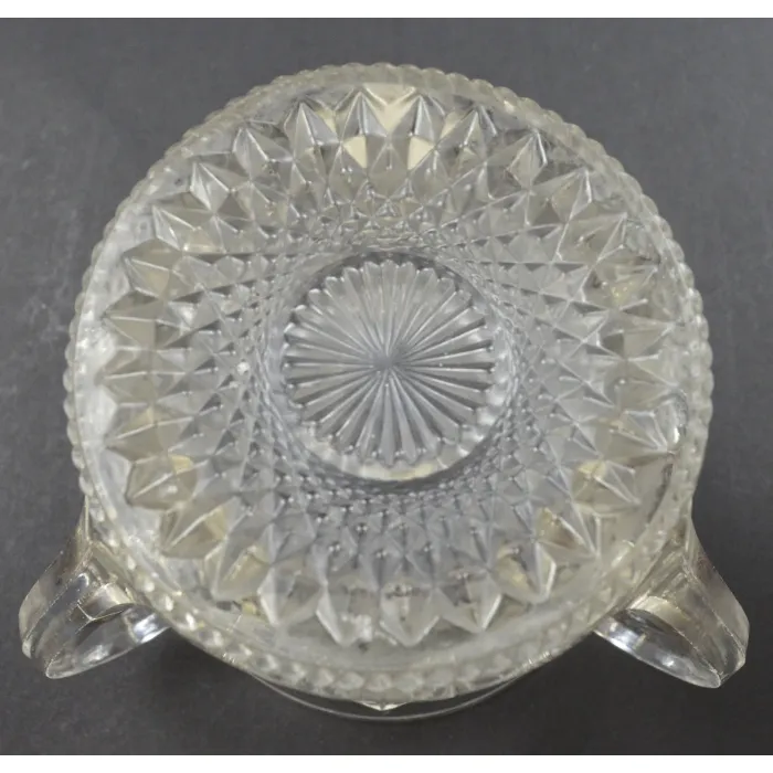 Clear Pressed Glass Open Sugar With 3 Handles - 3.75" Tall
