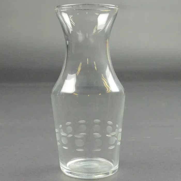 Clear Glass Vase - Etched Cut Circle Pattern - 6.5" Tall
