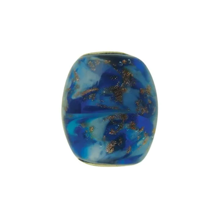Fenton Vasa Murrhina Glass Cornerstone Bead - Blue Danube - .76" Oval