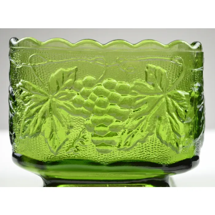 Anchor Hocking Glass Planter - Vintage Green Pattern - 3.75" Tall