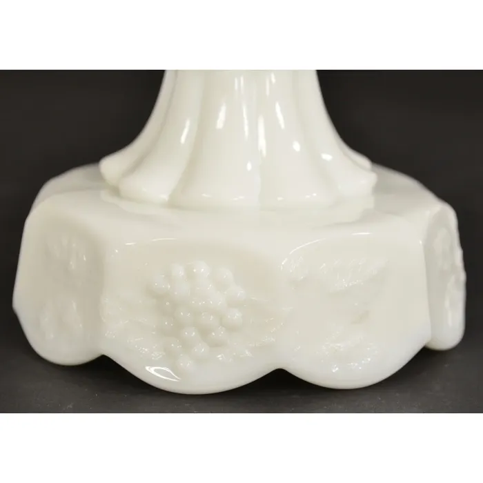 Westmoreland Glass - Panelled Grape Milk Glass - Single Light Candlestick Holder