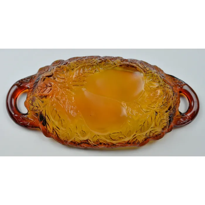 Tiara Crystal - Sweet Pear Amber Pattern - Pickle Dish - 9.25"