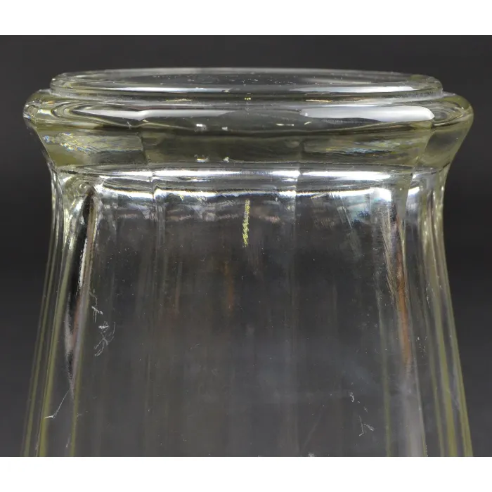 Clear Pressed Glass Panel Pattern Large Flower Vase- 7.75" Tall
