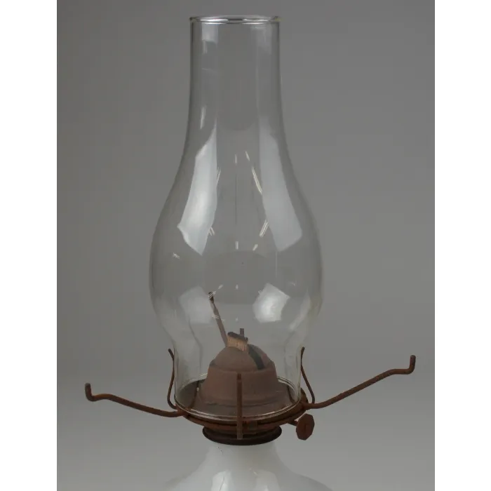 Lamplight Farms Milk Glass Gold Eagle Design Hurricane Kerosene Lamp